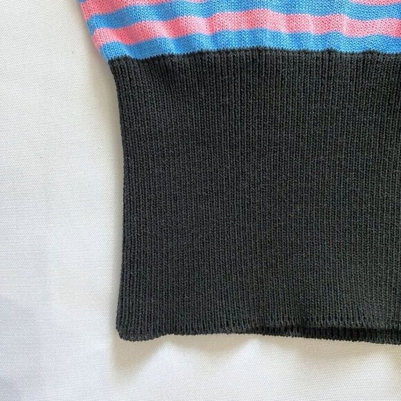 EMILIO PUCCI BLUE KNIT WHITE SATIN LEAF PRINT COMBO CARDIGAN - XS - Picture 8 of 8